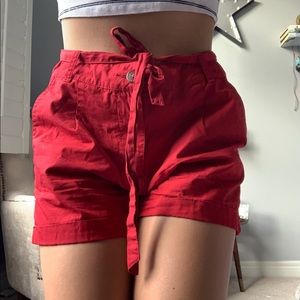 Red Belted Shorts